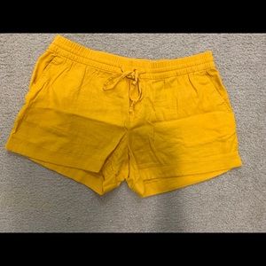 Mustard Linen Shorts
